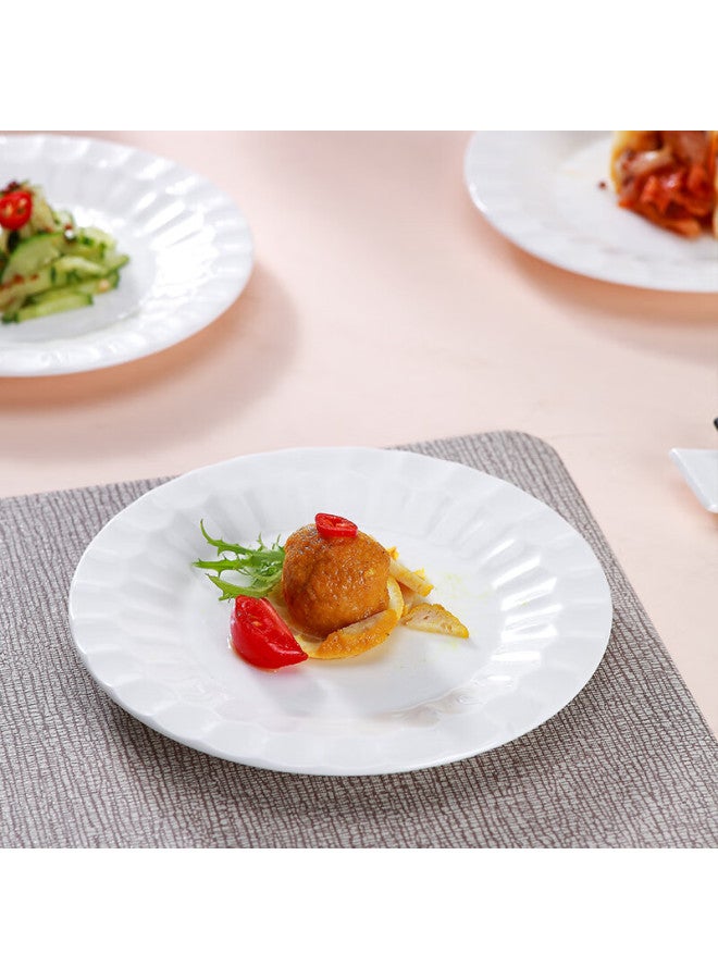 Sky Top Ceramic Plates, Bone Dishes, Pure White Dish, Bone Porcelain Embossed 6-inch Flat Plate Set Of 4, Crystal Series - Image 5