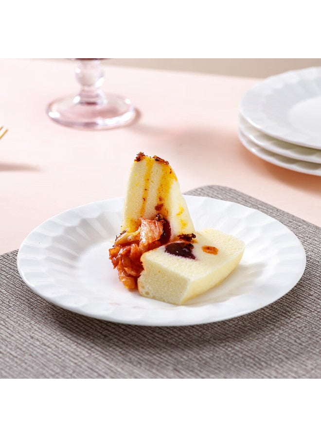 Sky Top Ceramic Plates, Bone Dishes, Pure White Dish, Bone Porcelain Embossed 6-inch Flat Plate Set Of 4, Crystal Series - Image 4