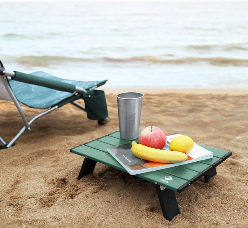 VILLEY Portable Mini Folding Beach Table, Ultralight Aluminum Side Table with Carry Bag for Camping, Picnics, and Outdoor Activities - Green - Image 2