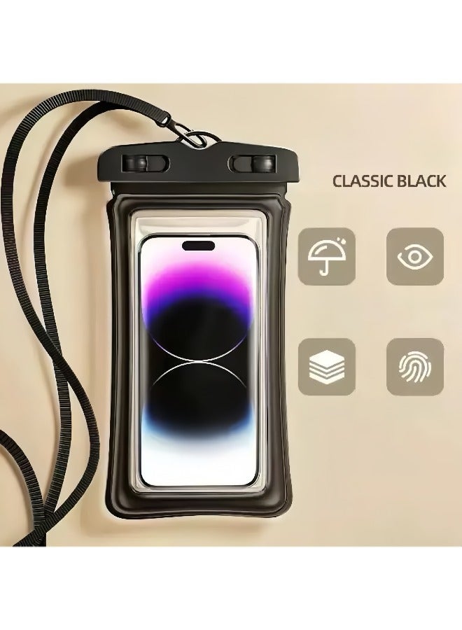 Universal Waterproof Phone Underwater Case Cover (1 Pack) IPX8 Pouch A610 Compatible With iPhone, Samsung Galaxy and Smartphone up to 6.9 inches - Black
