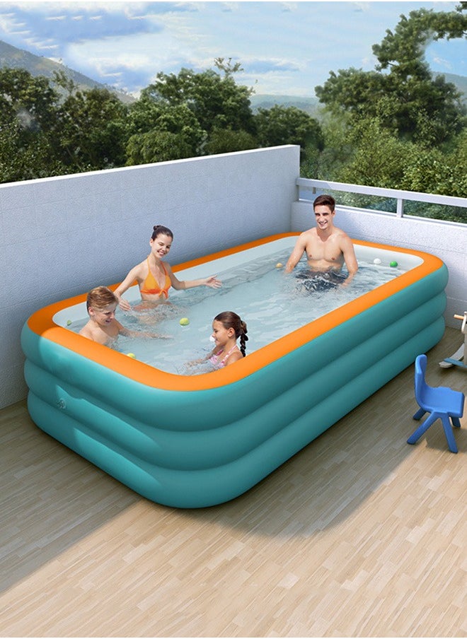 310X180X60CM Large Family Inflatable Swimming Pool Thickened Above Ground Kiddie Inflatable Family Swimming Lounge Pool Outdoor Toys for Kids & Adults Blow up Pool for Backyard Patio  - Image 1