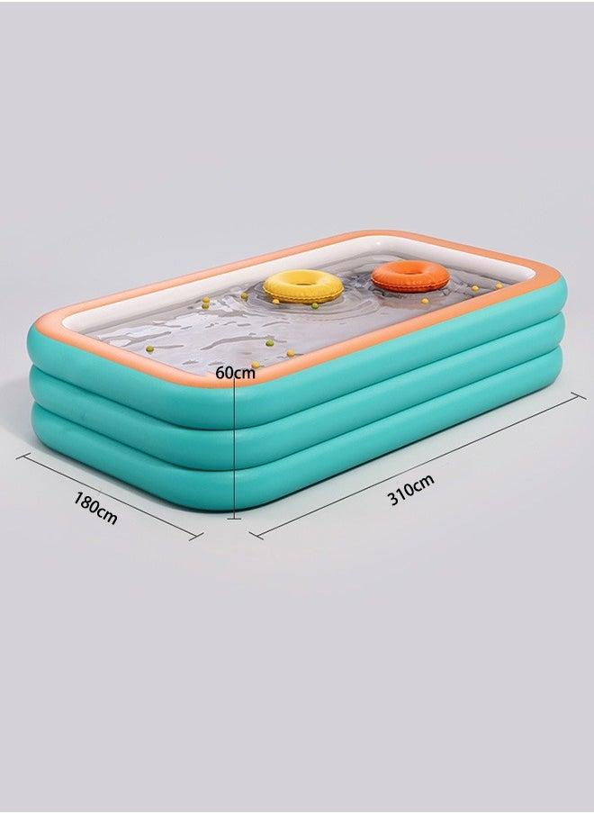 310X180X60CM Large Family Inflatable Swimming Pool Thickened Above Ground Kiddie Inflatable Family Swimming Lounge Pool Outdoor Toys for Kids & Adults Blow up Pool for Backyard Patio  - Image 2