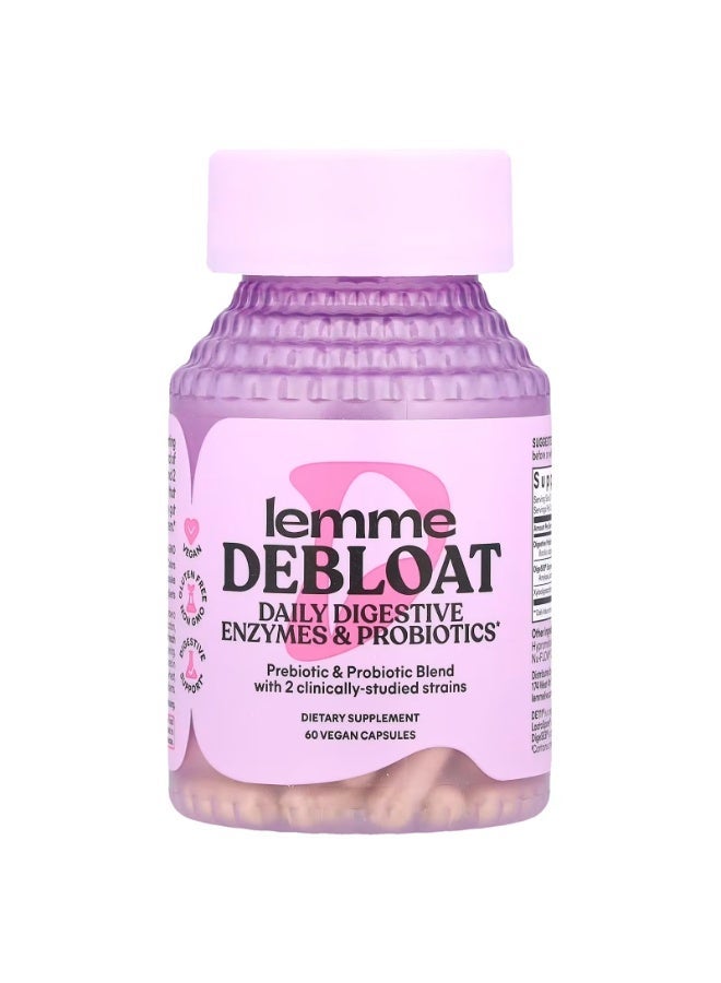 Lemme Debloat, Daily Digestive Enzymes & Probiotics, 60 Vegan Capsules - Image 1