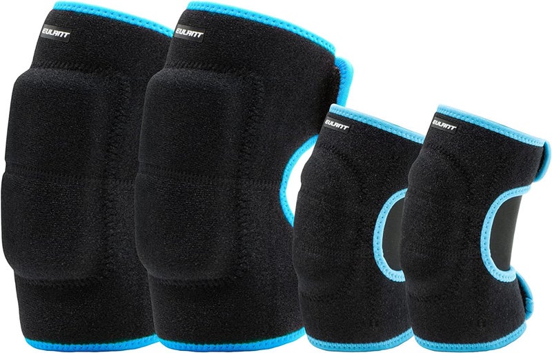 EULANT Adjustable Soft Elbow Pads and Knee Pads for Kids, Child Protective Pad Sets for Bicycle Roller Skating Basketball Football Volleyball Dancing Kneeling,Blue S