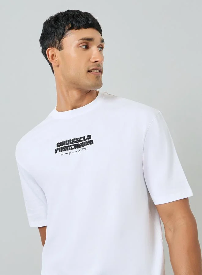 Styli Men Cotton Crew Neck Relaxed Fit T-Shirt