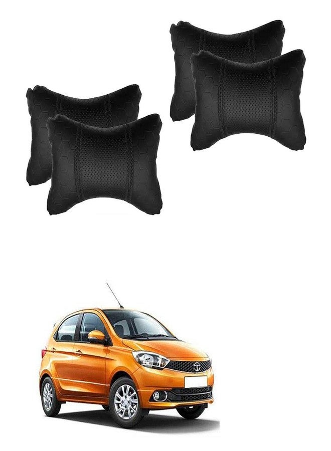 Adroitz Black Universal Neck Rest Pillow Faux Leather Material in Football Design for All Cars (Pair of 2)_225 - Image 1