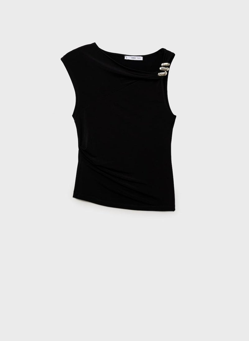 MANGO - Asymmetrical Metallic Applique Top - Image 1