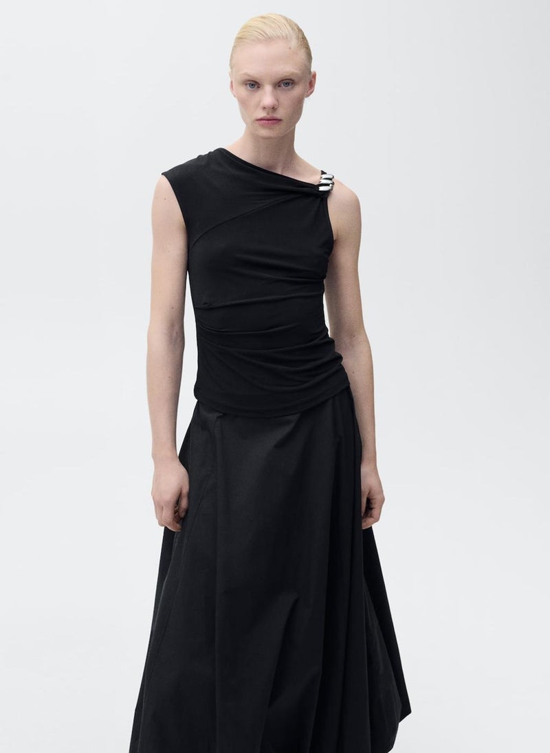 MANGO - Asymmetrical Metallic Applique Top - Image 1