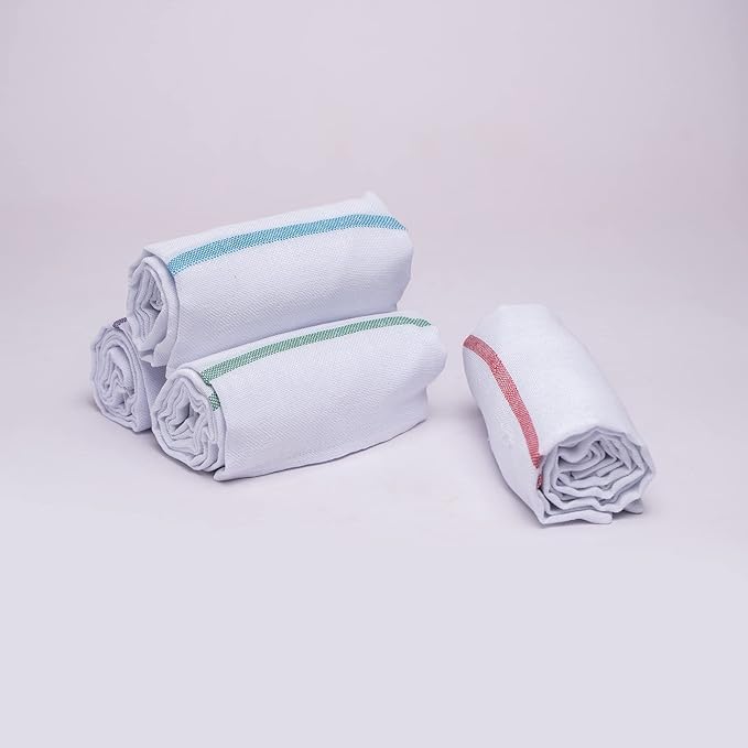 YATTA Traditional Thorthu Kerala Towel Cotton X-Large Size | Pack of 4 | Size - 57 inch | End Stitched Thorth | Kerala Thorthu White Cotton Towels for Bath | Light Weight, Quick Dry | 130gsm - Image 4