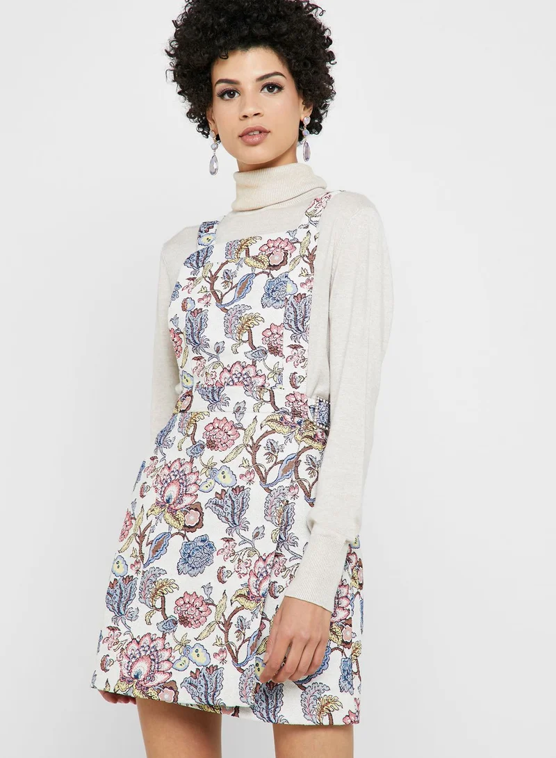 TOPSHOP Floral Dungaree Dress