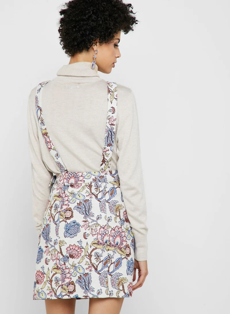 TOPSHOP Floral Dungaree Dress