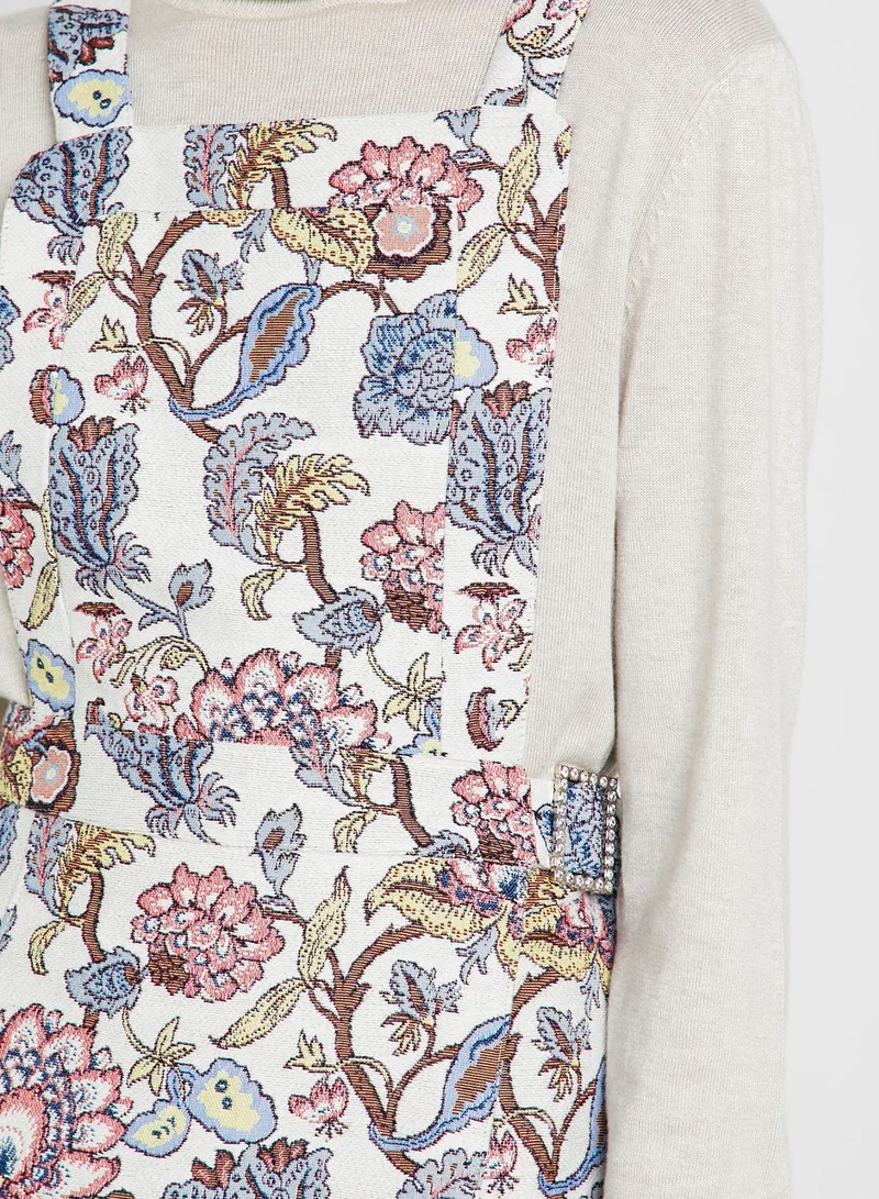 TOPSHOP Floral Dungaree Dress