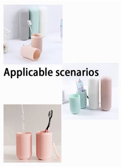 BONITO 3PCS Portable Travel Toothbrush Case, Toothbrush and Toothpaste Cup Holder for Storage Toothbrushes and Toothpaste, Toothpaste Storage for Business Trips Camping Hiking (Pink+grey+blue)  - Image 2