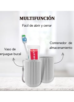BONITO 3PCS Portable Travel Toothbrush Case, Toothbrush and Toothpaste Cup Holder for Storage Toothbrushes and Toothpaste, Toothpaste Storage for Business Trips Camping Hiking (Pink+grey+blue)  - Image 4
