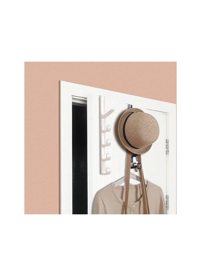 PROMASS promass Over the Door Hooks, 4 Pack 5 Layers Nail Free Hanger Over the Door Towel Rack, Heavy Duty Storage Wall Hooks, Over Door Organizer for Hanging Wreath, Robe, Towel, Purse, Coat, Hat (White)  - Image 5