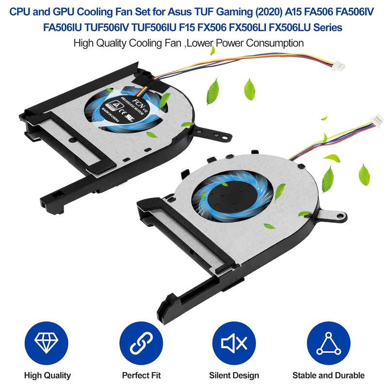 ARLBA CPU+GPU Cooling Fan Replacement for Asus TUF Gaming (2020) A15 FA506 FA506IV FA506IU TUF 506 IU IV F15 FX506 FX506LI FX506LU FX506IH FX705DT FX505 FX505DT FX505DV FX505DY FX505DU FX505DD FX505GT/GD - Image 2