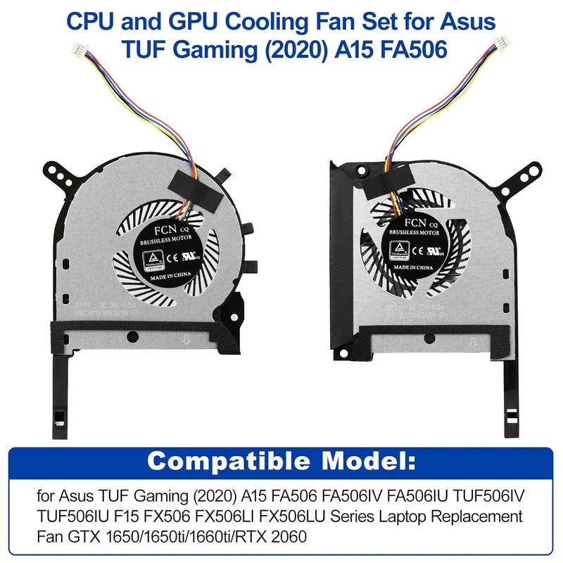 ARLBA CPU+GPU Cooling Fan Replacement for Asus TUF Gaming (2020) A15 FA506 FA506IV FA506IU TUF 506 IU IV F15 FX506 FX506LI FX506LU FX506IH FX705DT FX505 FX505DT FX505DV FX505DY FX505DU FX505DD FX505GT/GD - Image 4