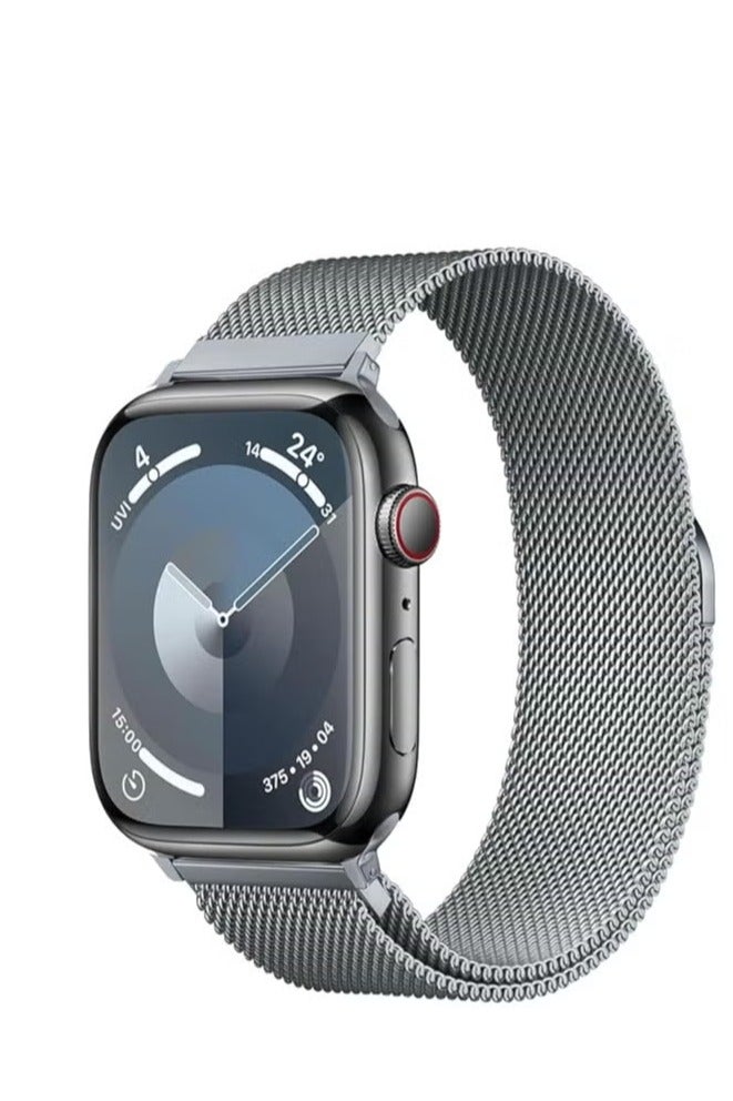 Watch Band mesh Metal loop Replacement Strap, Magnetic Clasp Compatible with ultra smart Watch Steel Metal Replacement Strap, one size and Compatible with apple smart watches Silver Size 42-44-45-46-49/MM