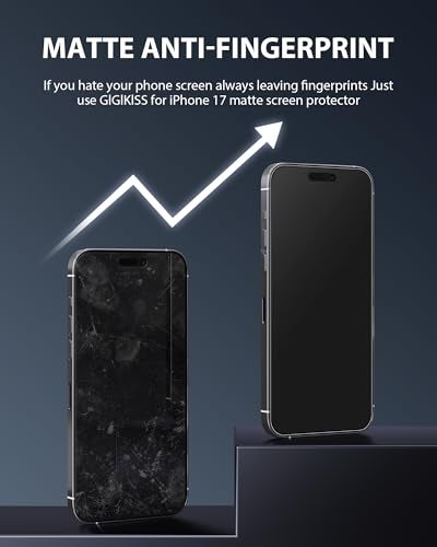 GIGIKISS GIGKISS 2 Pack for iPhone 17 Matte Screen Protector 6.3 inch, Anti-Fingerprint Anti-Glare Screen Protector Tempered Glass Easy Installation - Image 3
