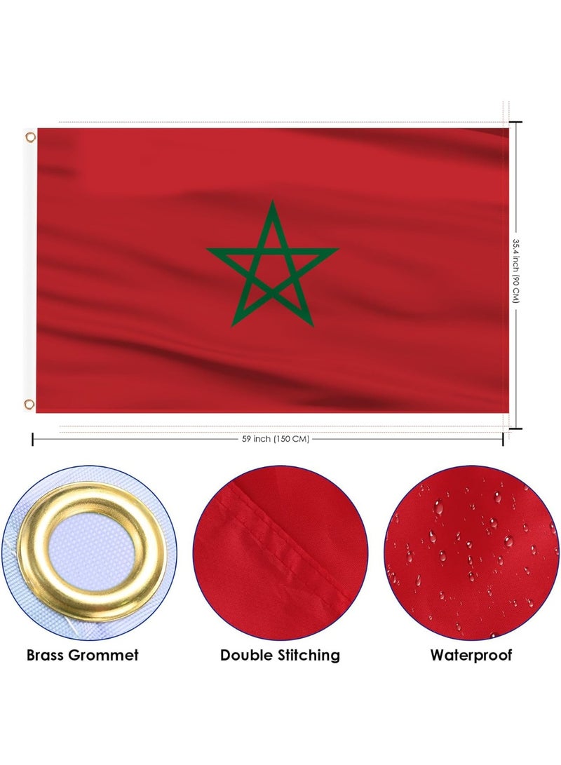 Morocco Flag 3×5 Ft – Polyester Banner with Grommets for Outdoor & FIFA World Cup 2026 Decor ⚽🇲🇦 - Image 3