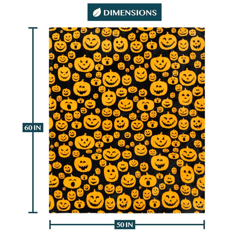 PAVILIA PAVILIA Halloween Throw Blanket for Couch | Orange Pumpkin Fall Fleece Blanket | Soft  Plush  Warm Black Fall Cabin Throw  60x80 (Pumpkin Halloween)  - Image 5