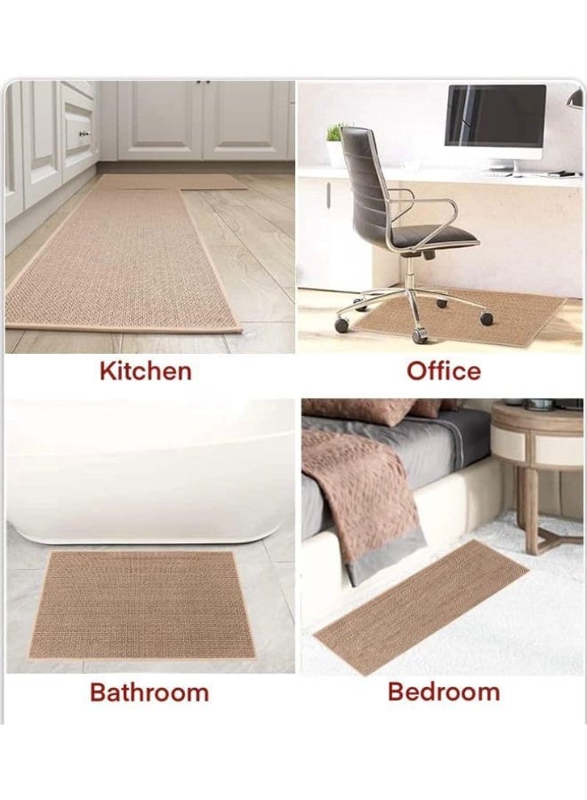 MOMENT لحظة 2 قطع سجادات ومشايات مطبخ قابلة للغسل غير قابلة للانزلاق مصنوعة من المطاط الطبيعي لمجموعة سجادات المطبخ أمام الحوض، الممر، غرفة الغسيل 44سم*75سم+44سم*120سم - Image 4