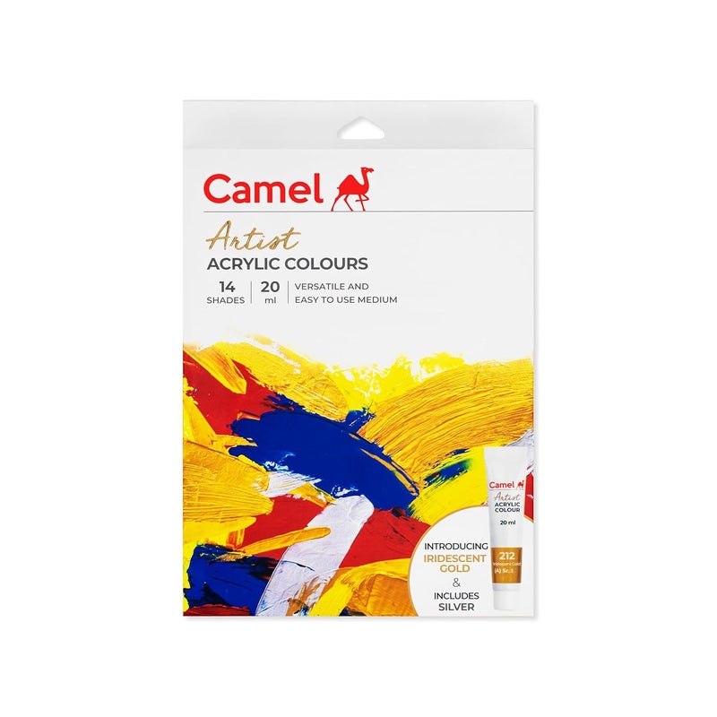 camel Artist Acrylic Colours 14 Shades x 20ml - Image 1