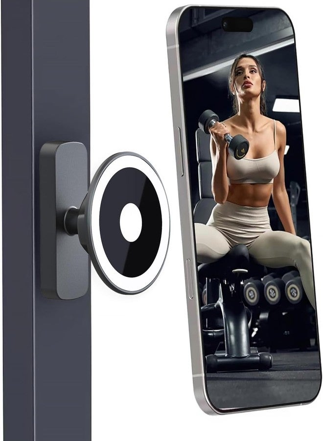 SHOPEE Magnetic Phone Holder for Gym - Dual Sided N52 Magnets Phone Mount for Portable Gym Accessories,360° Ball Joint Rotation Compatible with iPhone 12-17 - Image 1