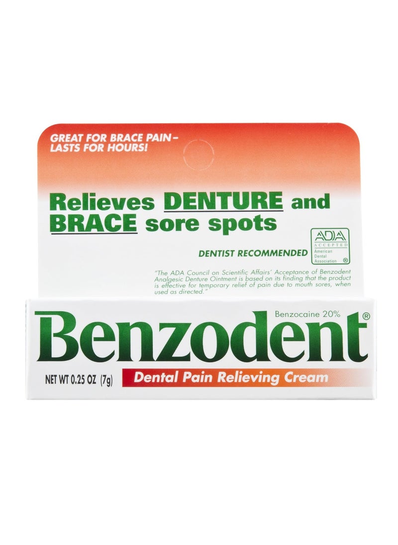 Benzodent - Benzodent Dental Pain Relieving Cream for Dentures and Braces, 0.25 Ounce Tube - Image 1