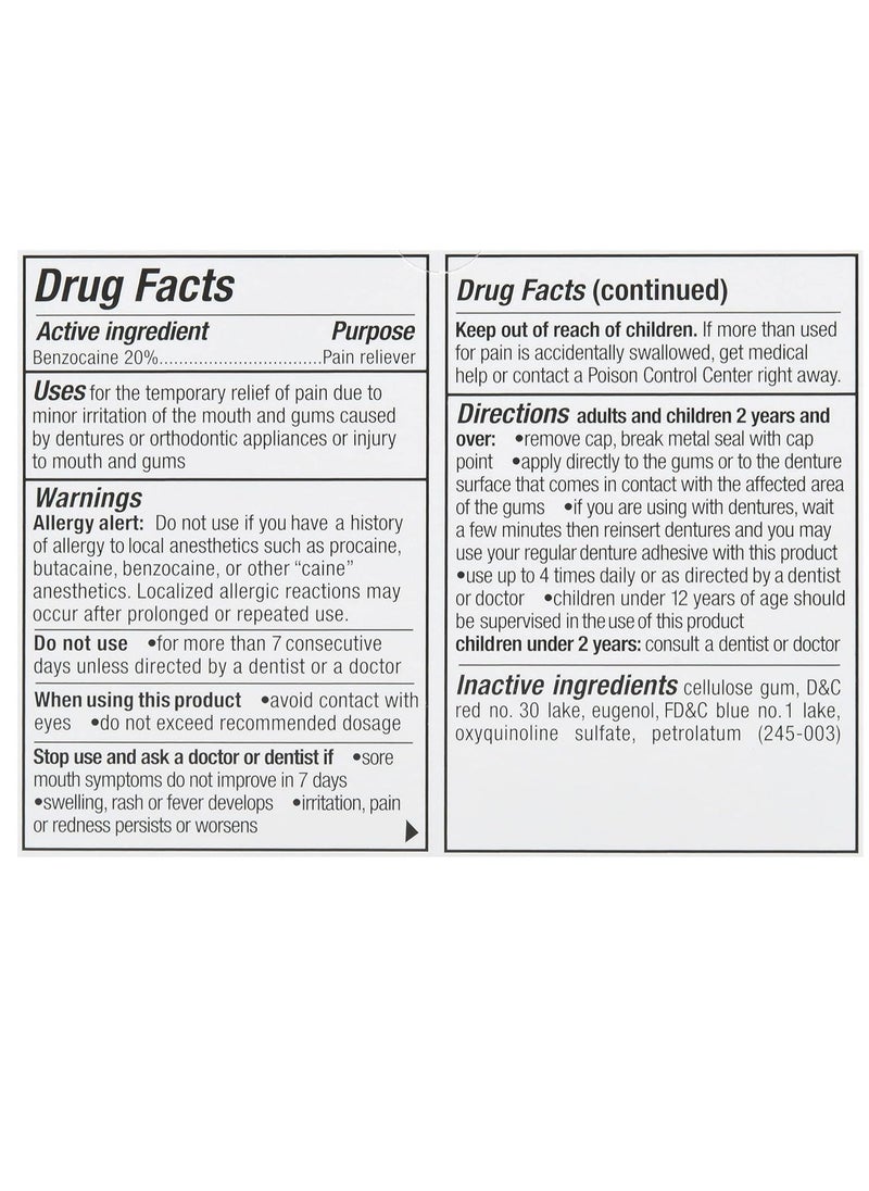 Benzodent - Benzodent Dental Pain Relieving Cream for Dentures and Braces, 0.25 Ounce Tube - Image 1