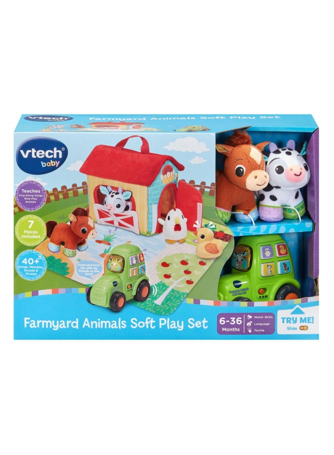 vtech Farmyard Animals Soft Play Set – Interactive Baby Toy with Plush Farm Animals, Tractor & Play Mat | Teaches Animal Sounds, Music & Imaginative Play | Portable Barn Storage - Image 2
