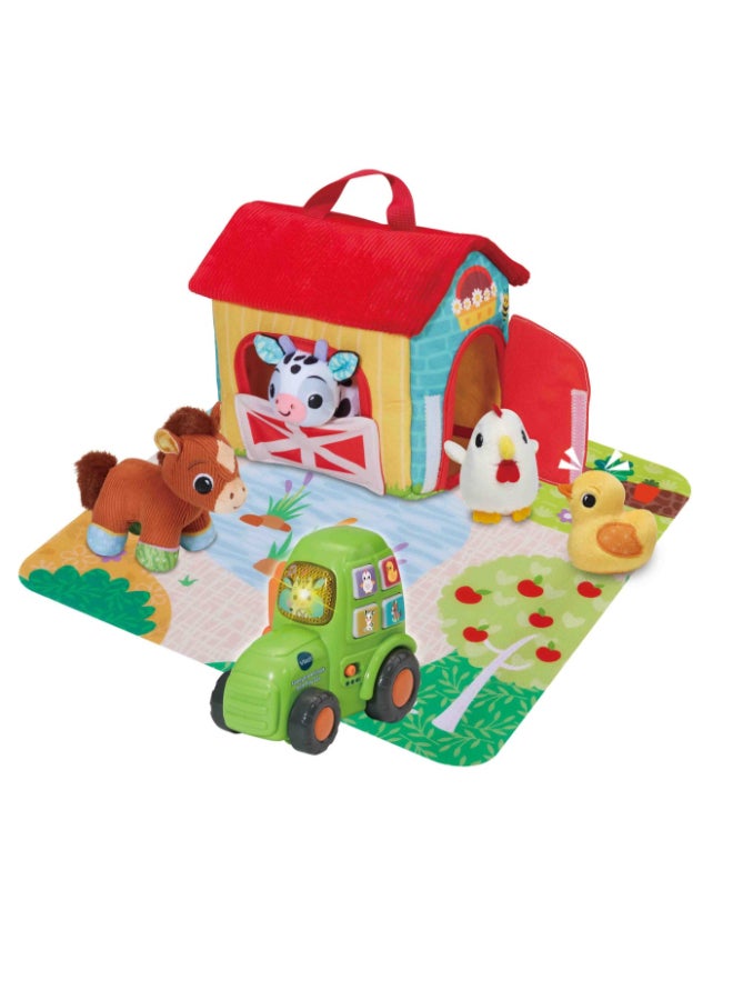 vtech Farmyard Animals Soft Play Set – Interactive Baby Toy with Plush Farm Animals, Tractor & Play Mat | Teaches Animal Sounds, Music & Imaginative Play | Portable Barn Storage - Image 1