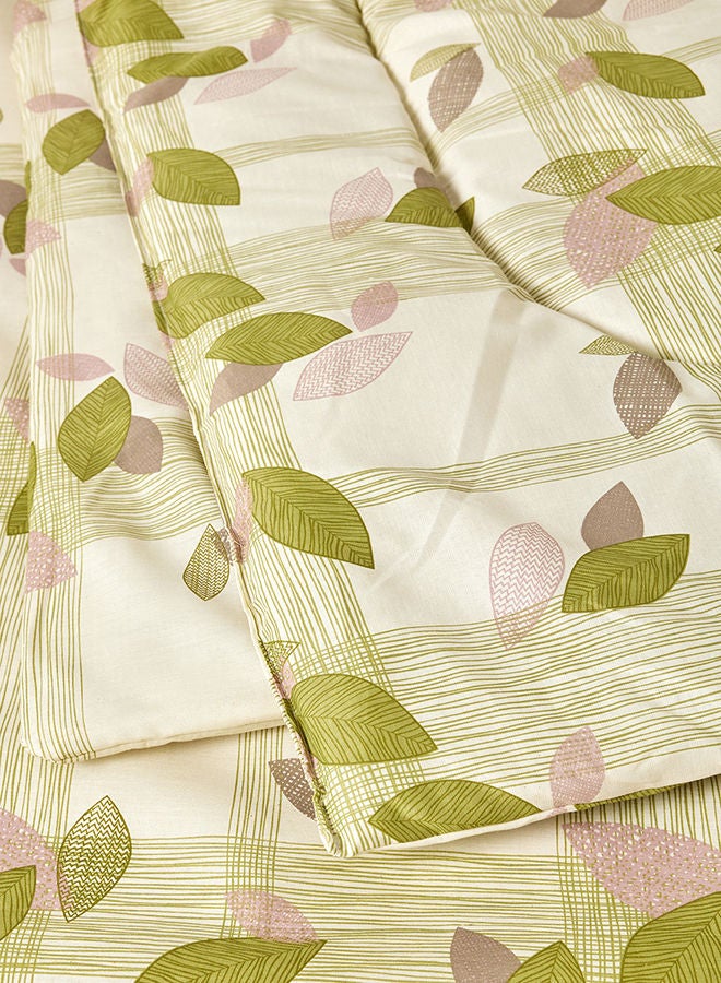 KRUDE 3-Piece Single Comforter Set Spring Leaf Green 144TC Poly Cotton Printed Design Set Includes 1xComforter 160x220cm, 1xBed Sheet 160x220cm, 1xPillowcase 50x75cm  - Image 3