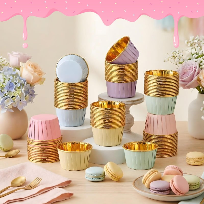 Geiserailie 100 Pcs Valentine's Pastel Color Cupcake Liners Pastel Cupcake Foil Wrappers Snack Bowls for Parties Wedding Bridal Shower Birthday Supplies - Image 3