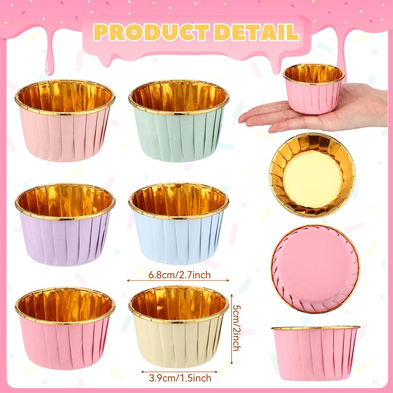 Geiserailie 100 Pcs Valentine's Pastel Color Cupcake Liners Pastel Cupcake Foil Wrappers Snack Bowls for Parties Wedding Bridal Shower Birthday Supplies - Image 2