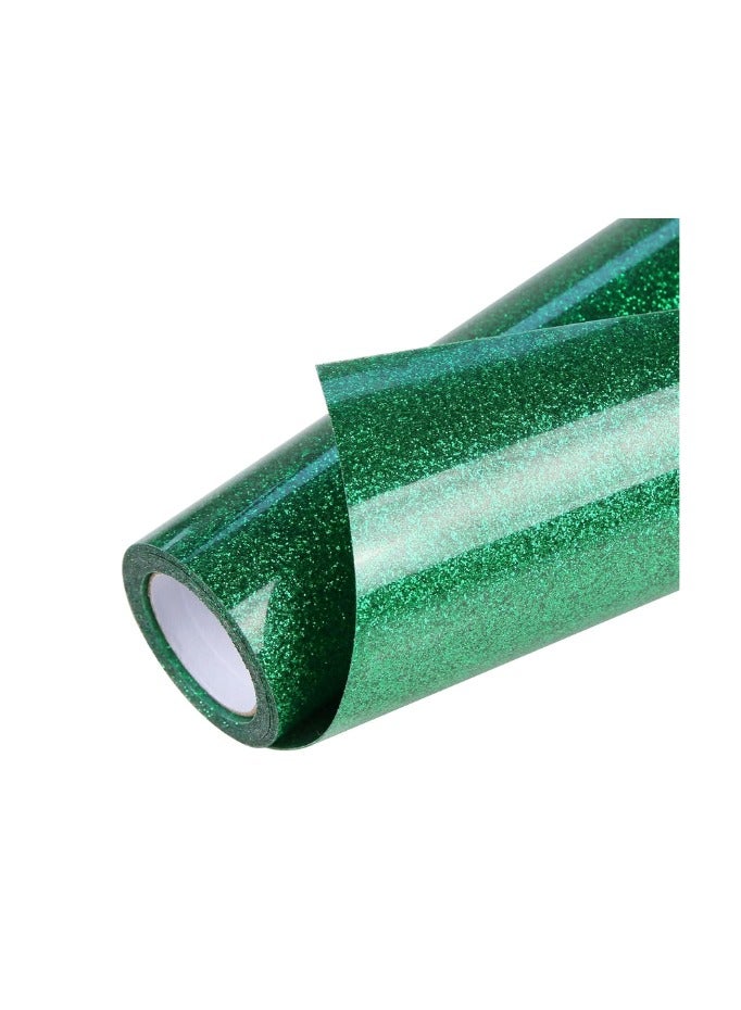 Kalon KALON® 3 Meter GREEN Glitter Heat Transfer Vinyl Roll 12'' x 10ft 3 Meter for T-Shirts, Bags,fabric.Craft Hats & Shoes – Premium Best heat transfer vinyl for t-shirts HTV vinyl for heat press machine - Image 1