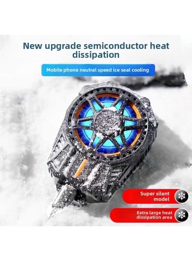 Mobile Phone Radiator Semiconductor Cooling Air-cooled Charging Ultra-quiet Noise-free Buckle Back Clip Fan Outlet-Color:[9-blade Fan—silver] Plug-in Model—no Noise—[standard Set] Free Fast Cable  - Image 1