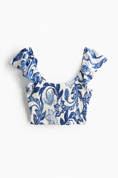 H&M Ruched Printed Crop Top