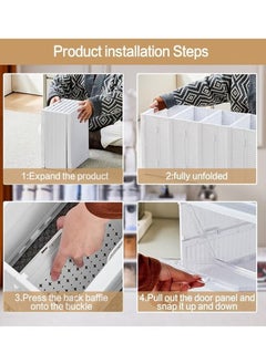 Generic Foldable Shoe Cabinet with Transparent Doors 6-Level Stackable Plastic Shoe Rack (White)  - Image 3