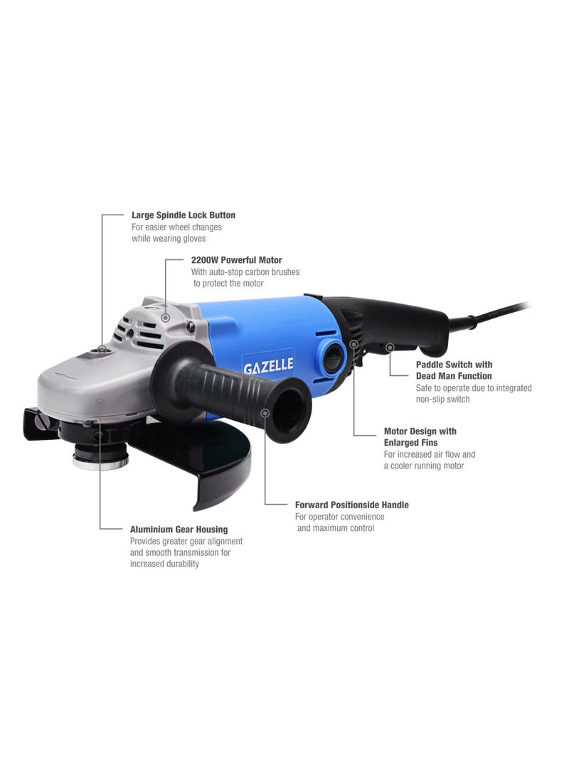 Gazelle Gazelle GM4590 220V 9 In. Angle Grinder (230mm), Deadman/Paddle Switch, 2200W 1 year warranty  - Image 2