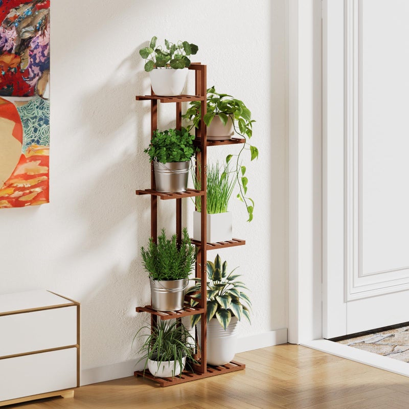 ROSSNY 48 Inch Tall Plant Stand Indoor, 6 Tier 7 Potted Bamboo Plant Stands for Indoor Plants, Corner Plant Stand, Tiered Plant Stands, Plant Shelf For Indoor, Planter Holder for Multiple Plants Indoor, Brown - Image 3