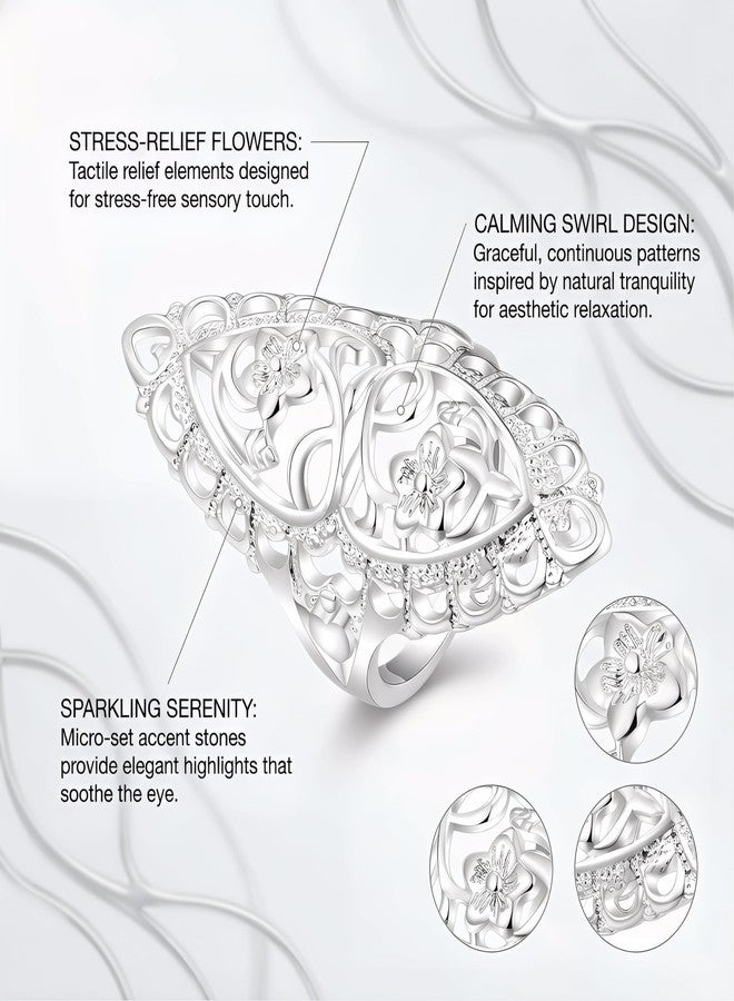 BlingNook Chunky Gold Ring For Women, Trendy Rose Flower Rings Copper Daily Wear Wedding Statement Promise Engagement Party Jewelry Wife Mother Gift Birthday Valentines Mom (9) - Image 5