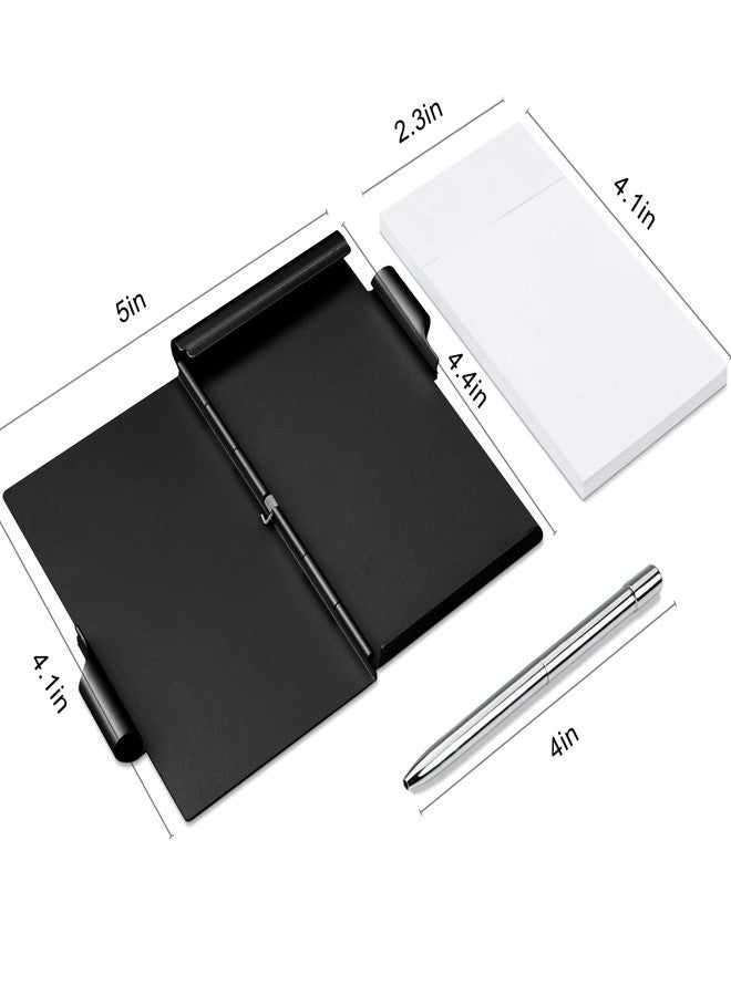 amassan Metal Small Notebook, Mini Notepad, Small Pocket Notepad Aluminum Note Case with Mini Metal Pen and 60-Page Sheets - Memo Books Note Pads, Solid Black - Image 4