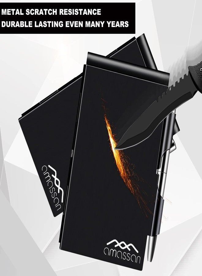 amassan Metal Small Notebook, Mini Notepad, Small Pocket Notepad Aluminum Note Case with Mini Metal Pen and 60-Page Sheets - Memo Books Note Pads, Solid Black - Image 2