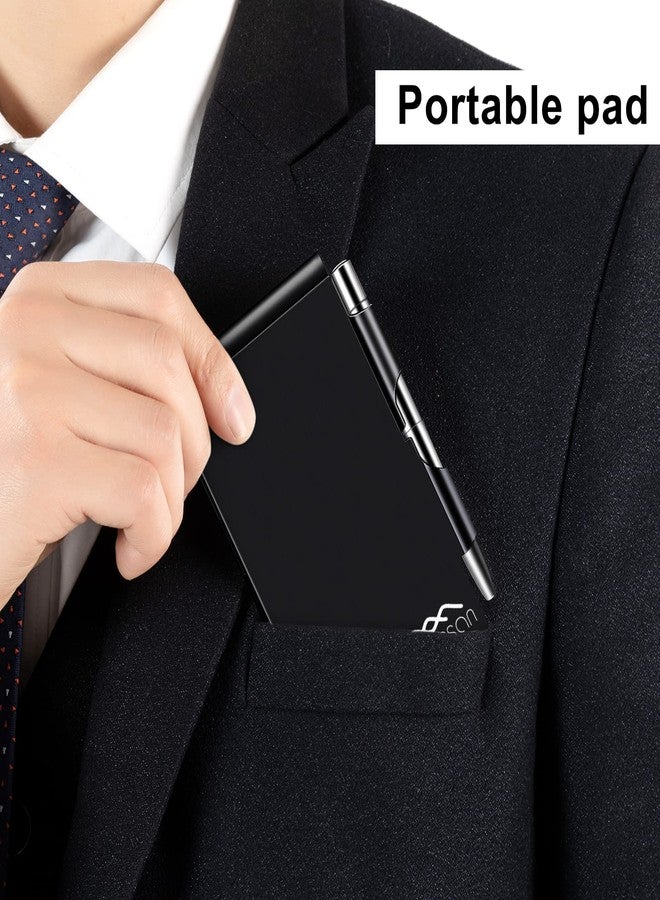 amassan Metal Small Notebook, Mini Notepad, Small Pocket Notepad Aluminum Note Case with Mini Metal Pen and 60-Page Sheets - Memo Books Note Pads, Solid Black - Image 5