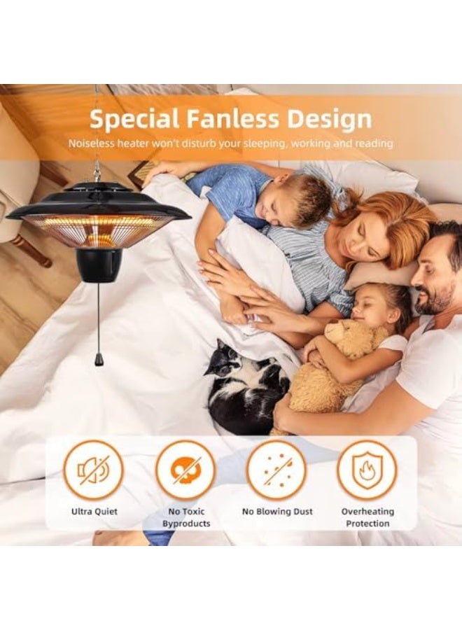 Hanging Patio Heater, Ceiling Mounted Electric Infrared Heater, Super Quiet & IP55 Waterproof, Instant Warm Outdoor Heater for Outdoor/Indoor Use (Black) - Image 5