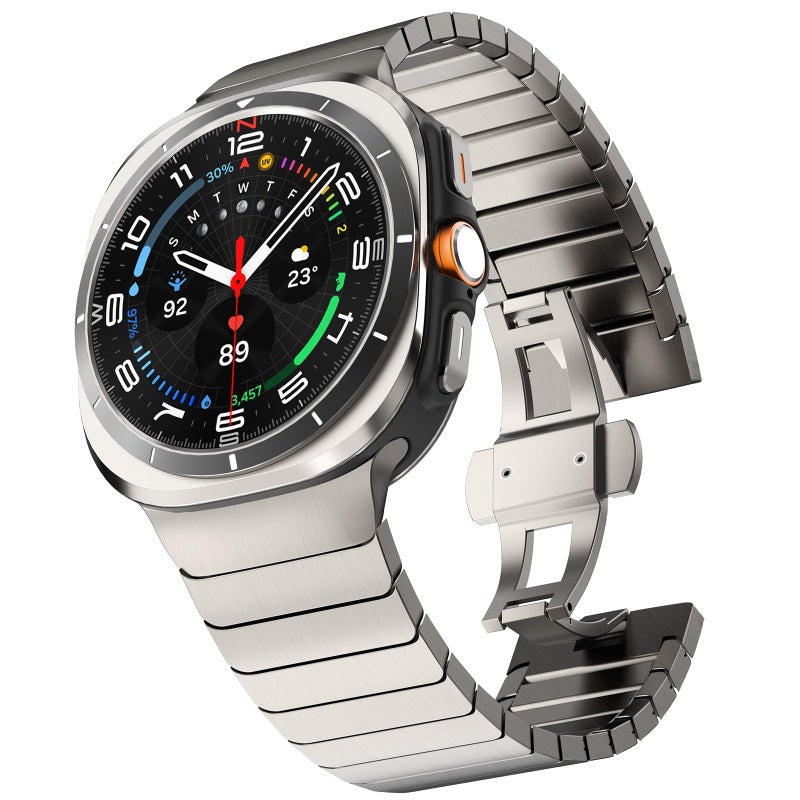 KADES Stainless Steel Band Compatible with Galaxy Watch UltraUltra 2025 47mm Metal Link Bracelet with Butterfly Clasp Adjustable Business Band for Galaxy Watch Ultra Titanium Color - Image 2