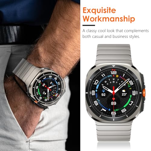 KADES Stainless Steel Band Compatible with Galaxy Watch UltraUltra 2025 47mm Metal Link Bracelet with Butterfly Clasp Adjustable Business Band for Galaxy Watch Ultra Titanium Color - Image 3