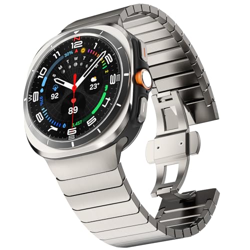 KADES Stainless Steel Band Compatible with Galaxy Watch UltraUltra 2025 47mm Metal Link Bracelet with Butterfly Clasp Adjustable Business Band for Galaxy Watch Ultra Titanium Color - Image 1