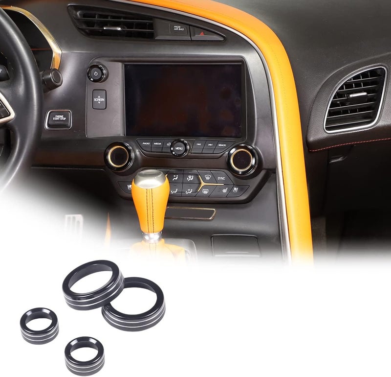 JONKOKO Aluminum Alloy for Chevrolet Corvette C7 2014-2019 Car Air Conditioner Volume Knob Cover Trim Car Accessories (Black) - Image 1